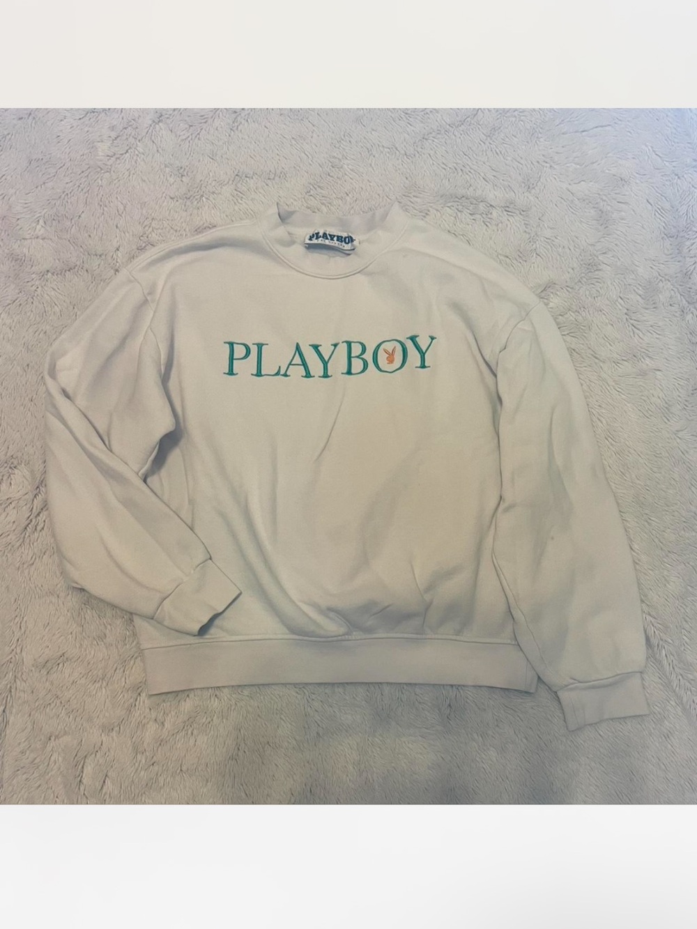Playboy x Pacsun White Crewneck Sweatshirt with Green Logo